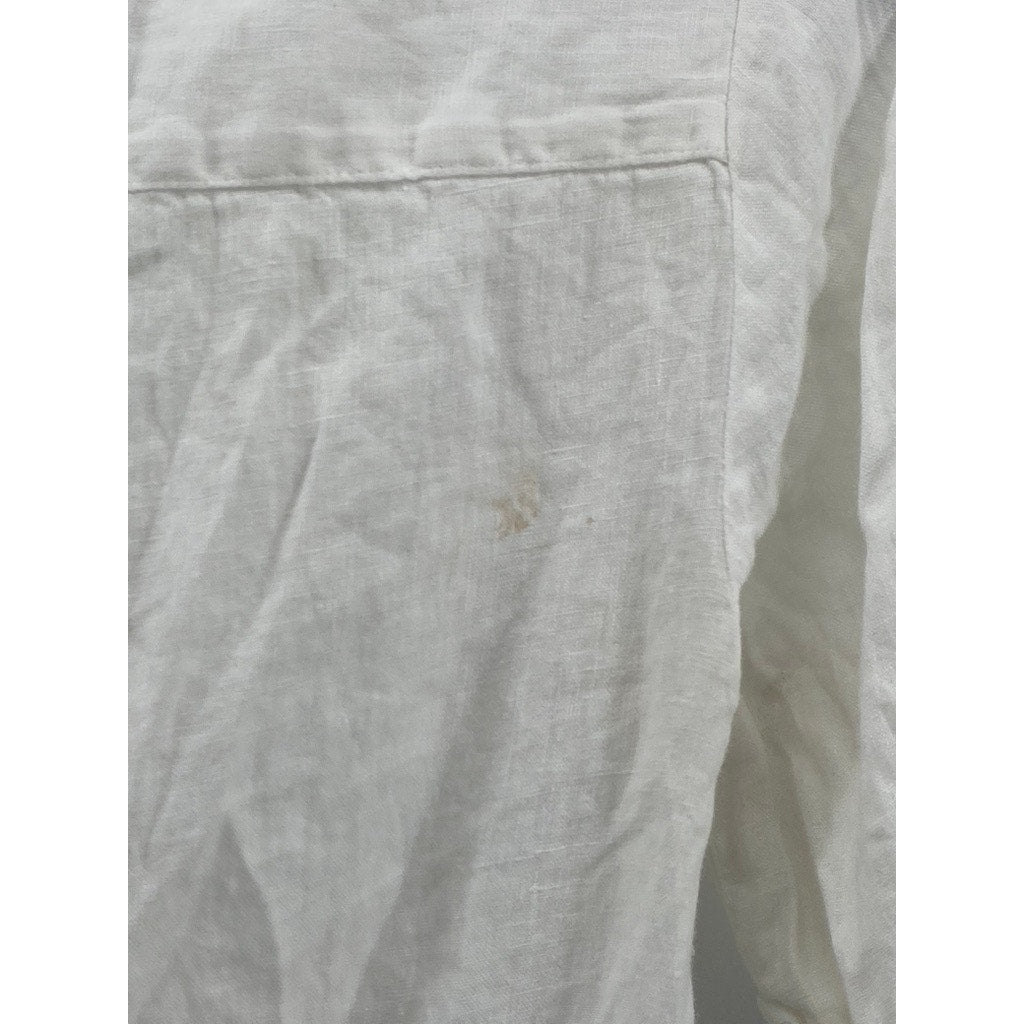 UNITED COLORS OF BENETTON Women's White Linen Split-Neck A-Line Mini Dress SZ XS