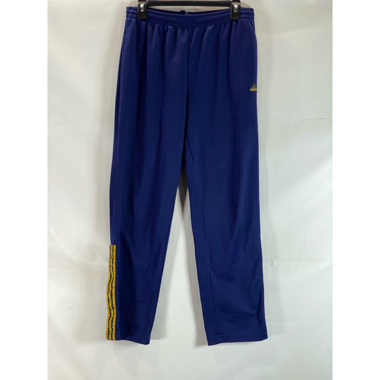 ADIDAS Youth Navy/Yellow 3-Stripe Hem Vintage  Pull-On Active Pants SZ XL