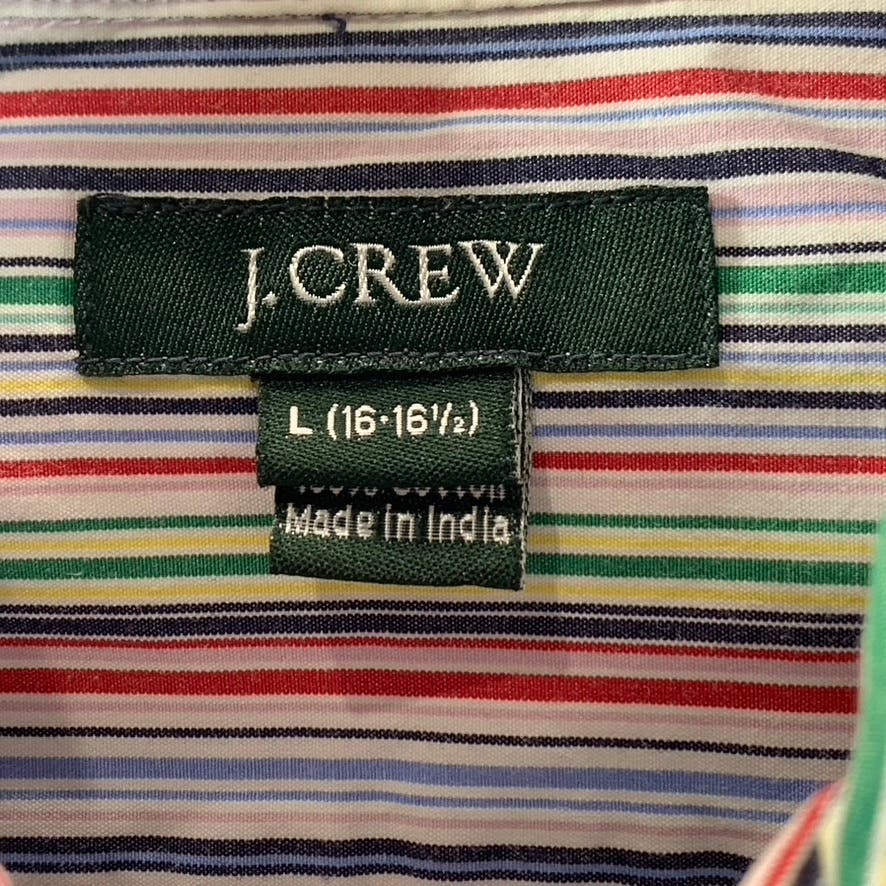 J.CREW Men's Multicolor Striped Regular-Fit Button-Up Dress Shirt SZ L(16/16.5)
