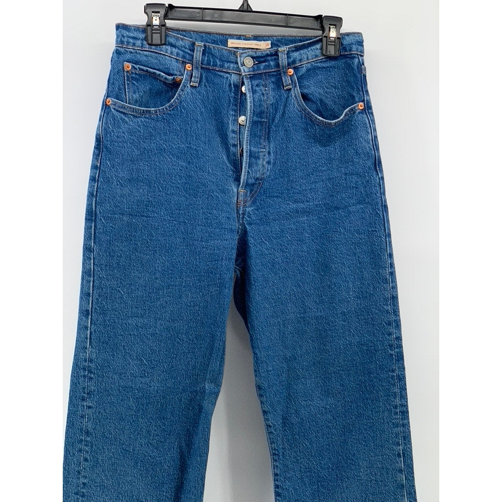 LEVI'S Women's Blue Denim Casual Button-Fly Ribcage Straight Ankle Jeans SZ 30