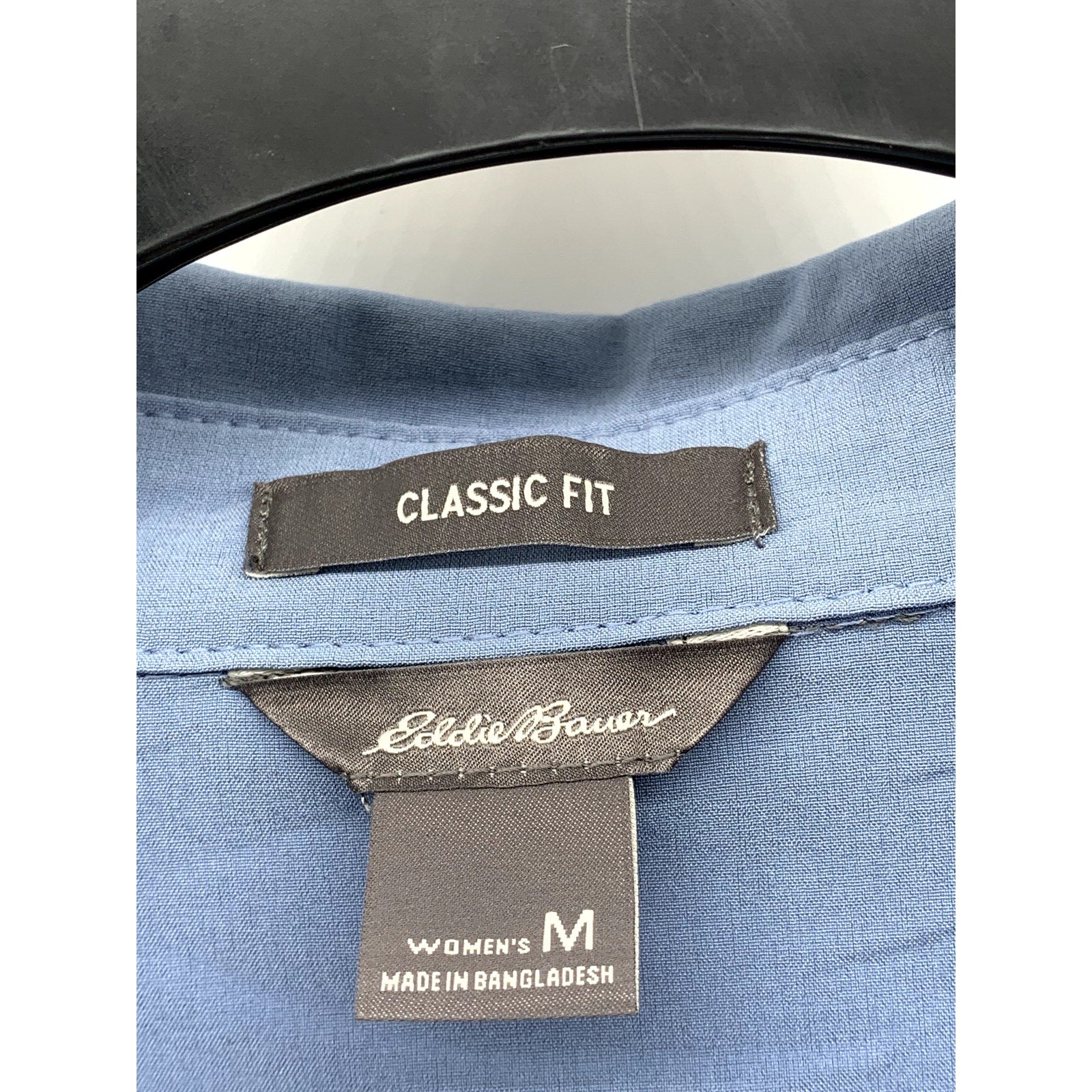 EDDIE BAUER Women's Blue Classic-Fit Button-Up Long Sleeve Top SZ M