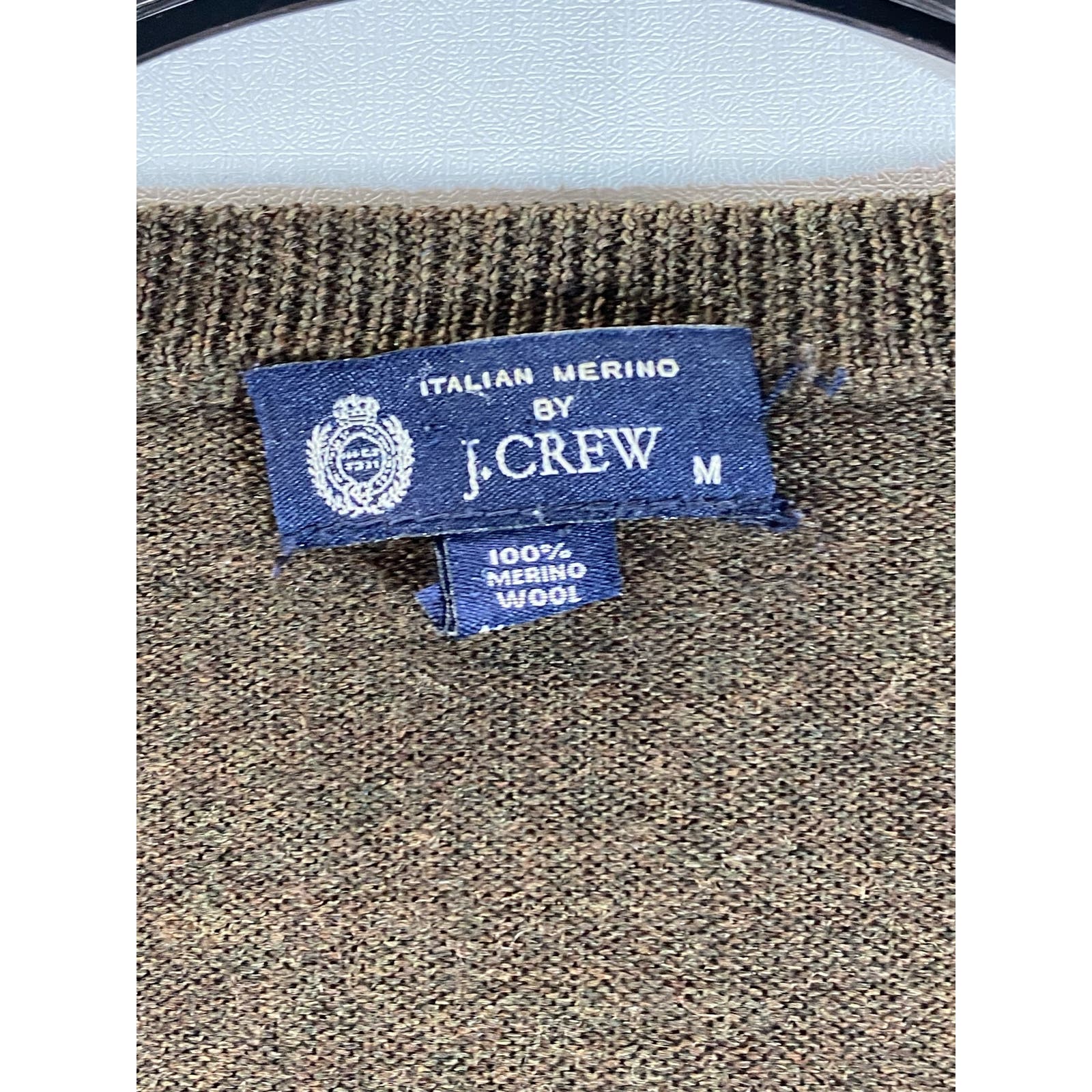 ITALIAN MERINO BY J. CREW Men's Brown V-Neck Pullover Sweater SZ M
