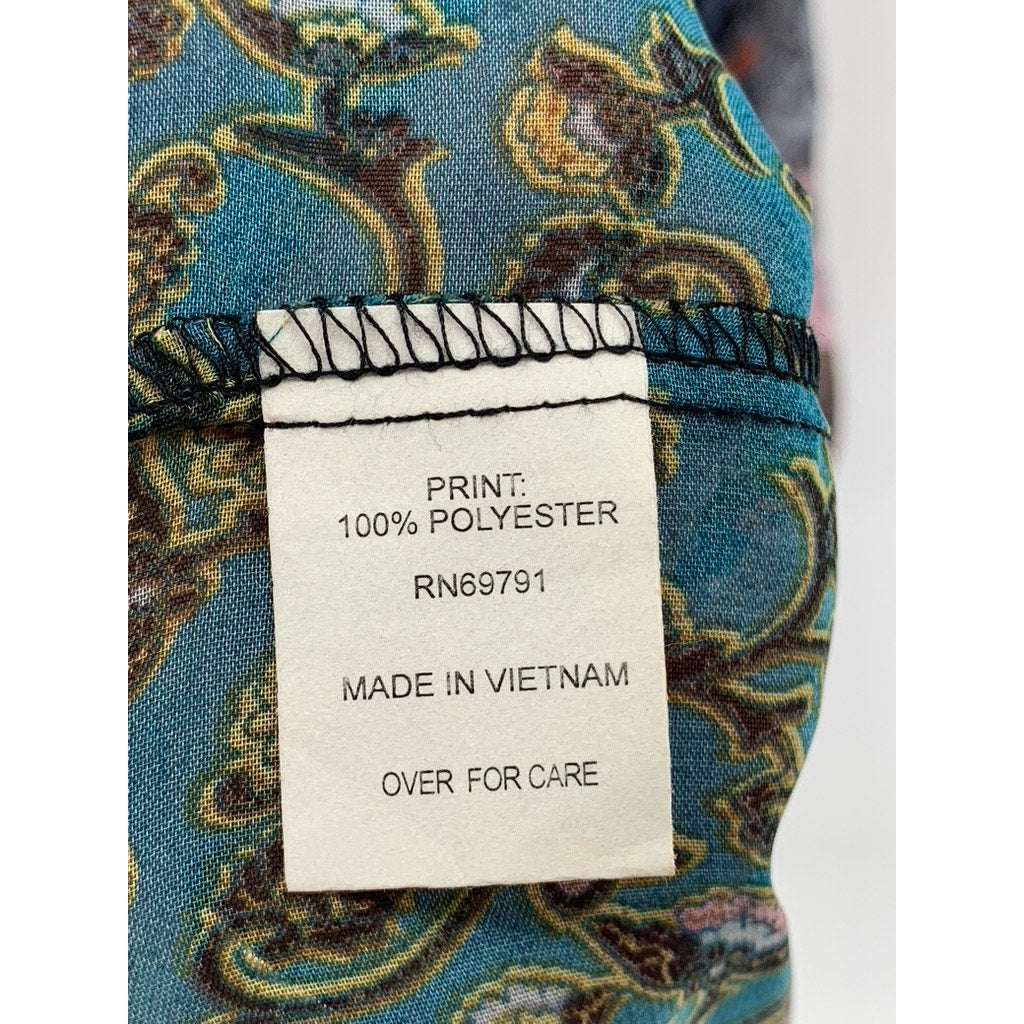 FIGUEROA & FLOWER Women's Black-Multi Print Long Sleeve Tiered Maxi Dress SZ XL