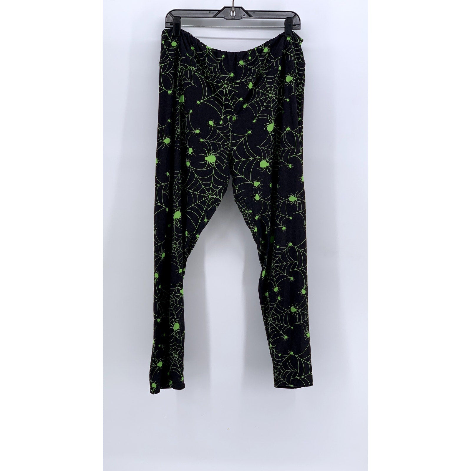 FABULEGS Women's Black-Green Spider-Web Print Leggings SZ XXL