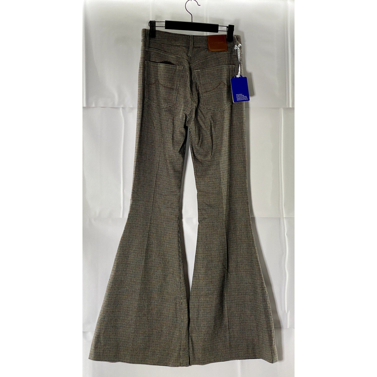 JACOB COHEN Women's Brown Houndstooth Debbie Super Flare Trousers SZ 26