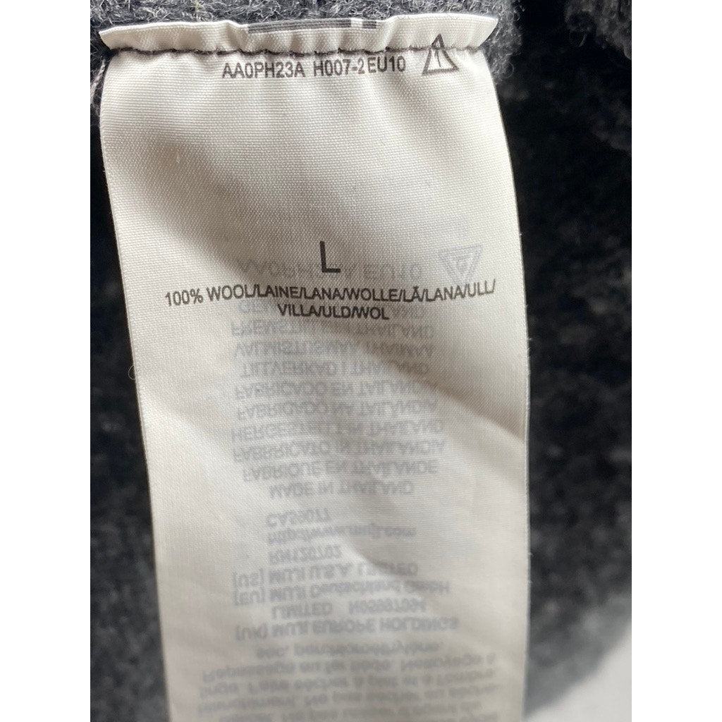 MUJI Men's Charcoal Gray Wool V-Neck Button-Up Long Sleeve Cardigan SZ L