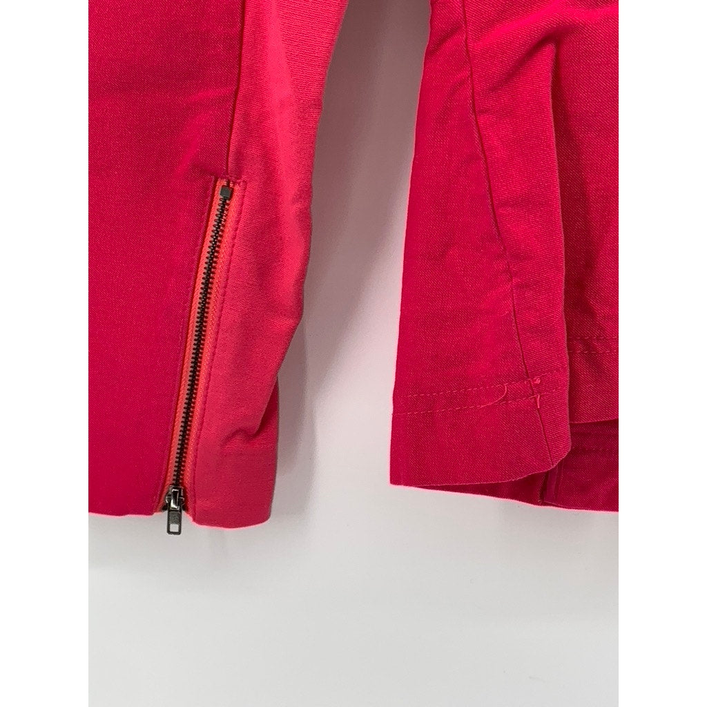 BANANA REPUBLIC Women's Fuchsia Pink Collarless Long Sleeve Zip-Up Jacket SZ S
