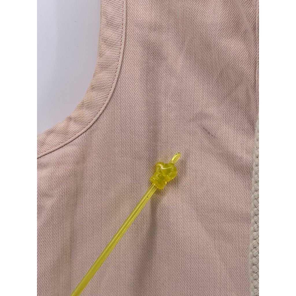 AERIE Women's Light Pink Lace-Up Neck Ruffle-Hem Sleeveless A-Line Dress SZ S