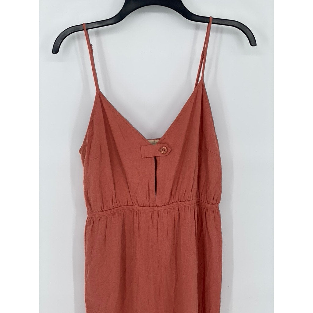 ROKOKO Women’s Dusty Rose Keyhole V-Neck Spaghetti Strap Jumpsuit SZ M