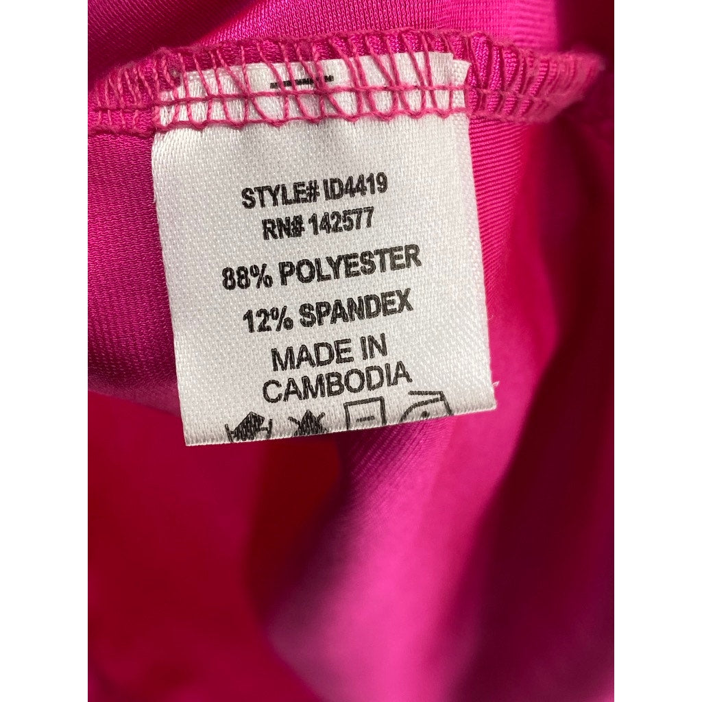 IRIS Women’s Fuchsia Scrunched Crewneck Sleeveless Drawstring Hem Mini Dress SZS