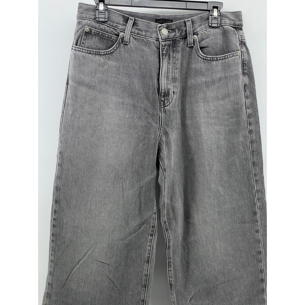 UNIQLO JEANS Women's Washed Black Denim Straight-Leg Wide Jeans SZ 27X31