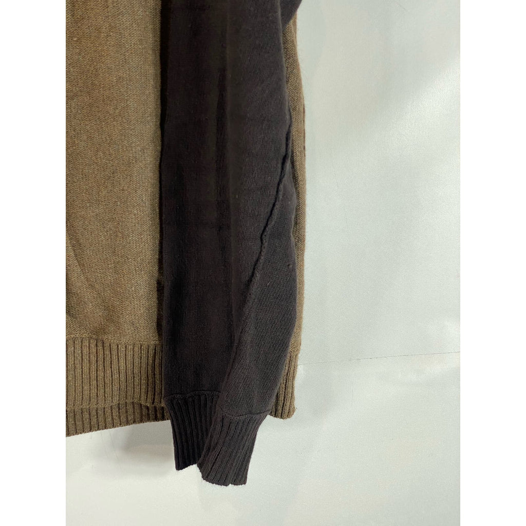 BANANA REPUBLIC Men's Brown Colorblock Luxury Blend Zip-Up Sweater SZ XL