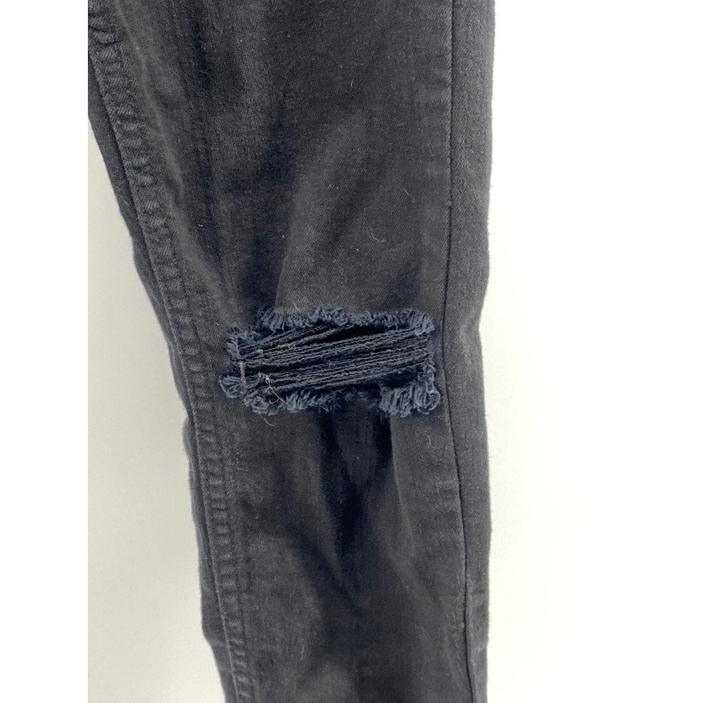 TOPSHOP Women's Black Distressed Jamie Skinny-Leg High-Rise Regular Jeans SZ 25