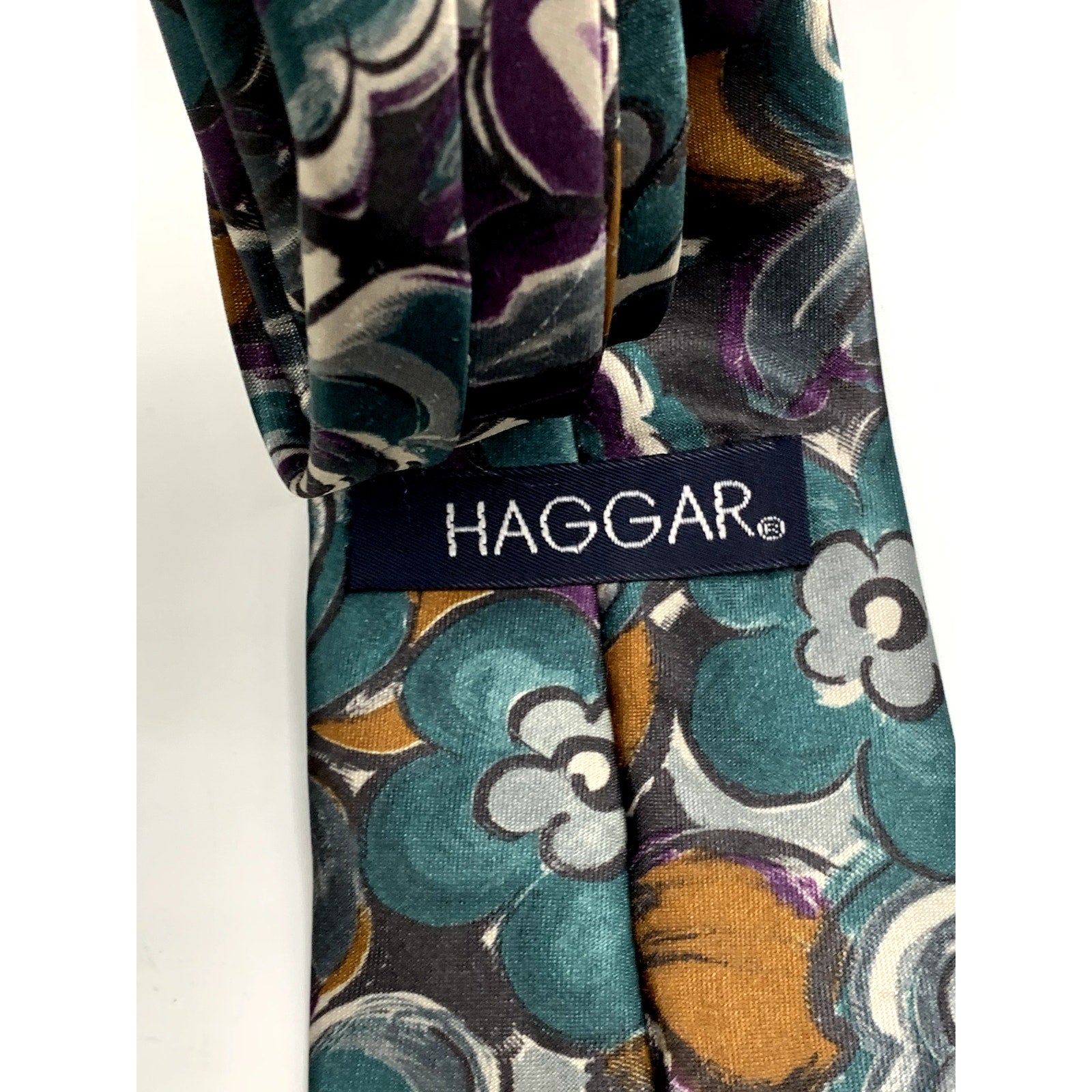 HAGGAR Men's Vintage 90's Floral Paint Abstract USA Tie