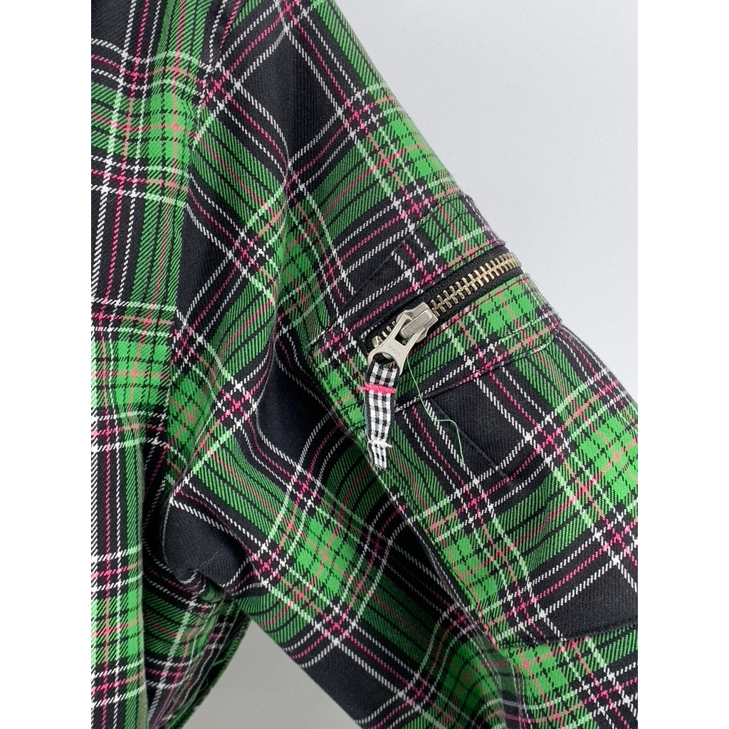 ROXY Women's Green Plaid Limited Edition Zip-Up Hooded Jacket SZ S