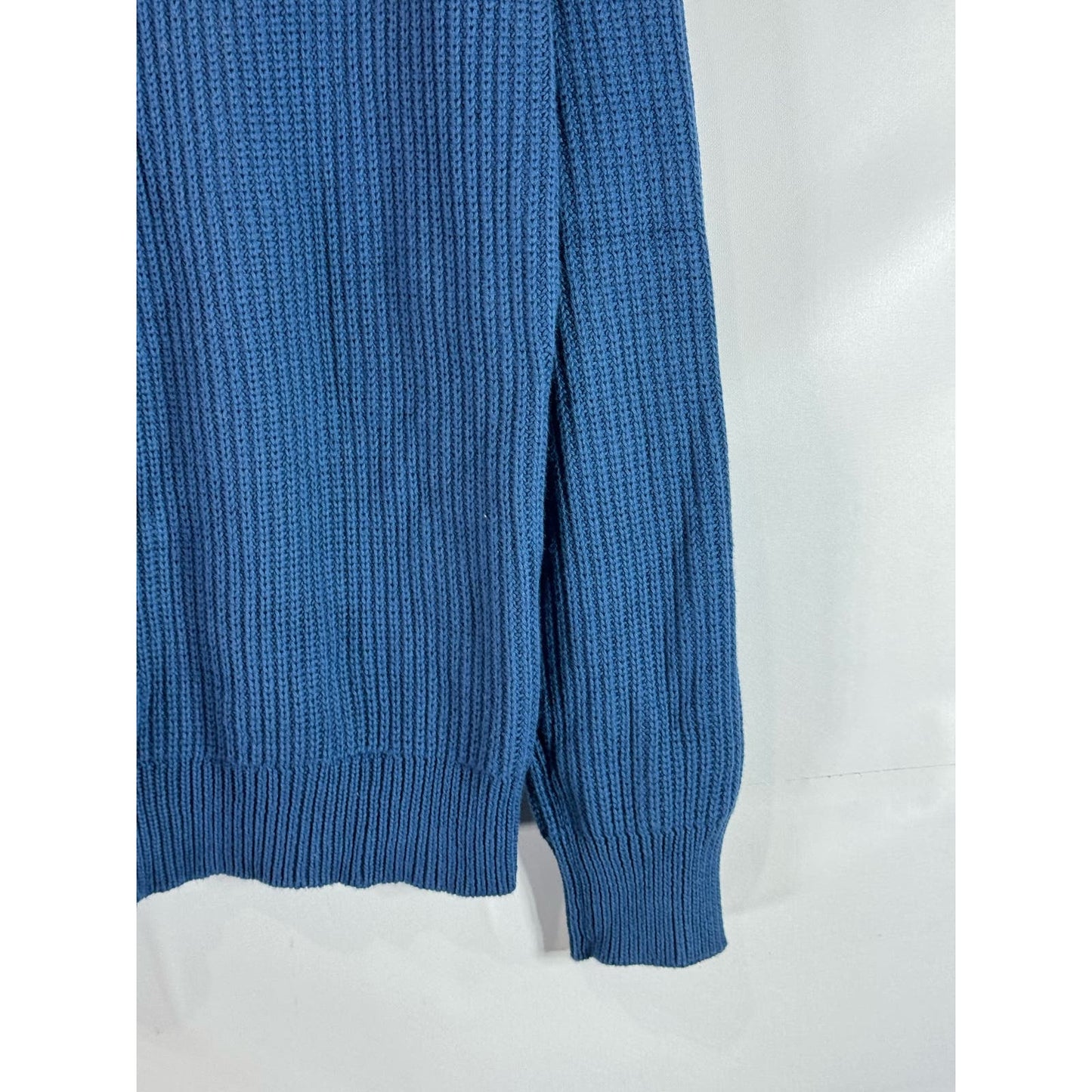 J.CREW Men's Blue Cotton Ribbed Crewneck Knit Pullover Sweater SZ M