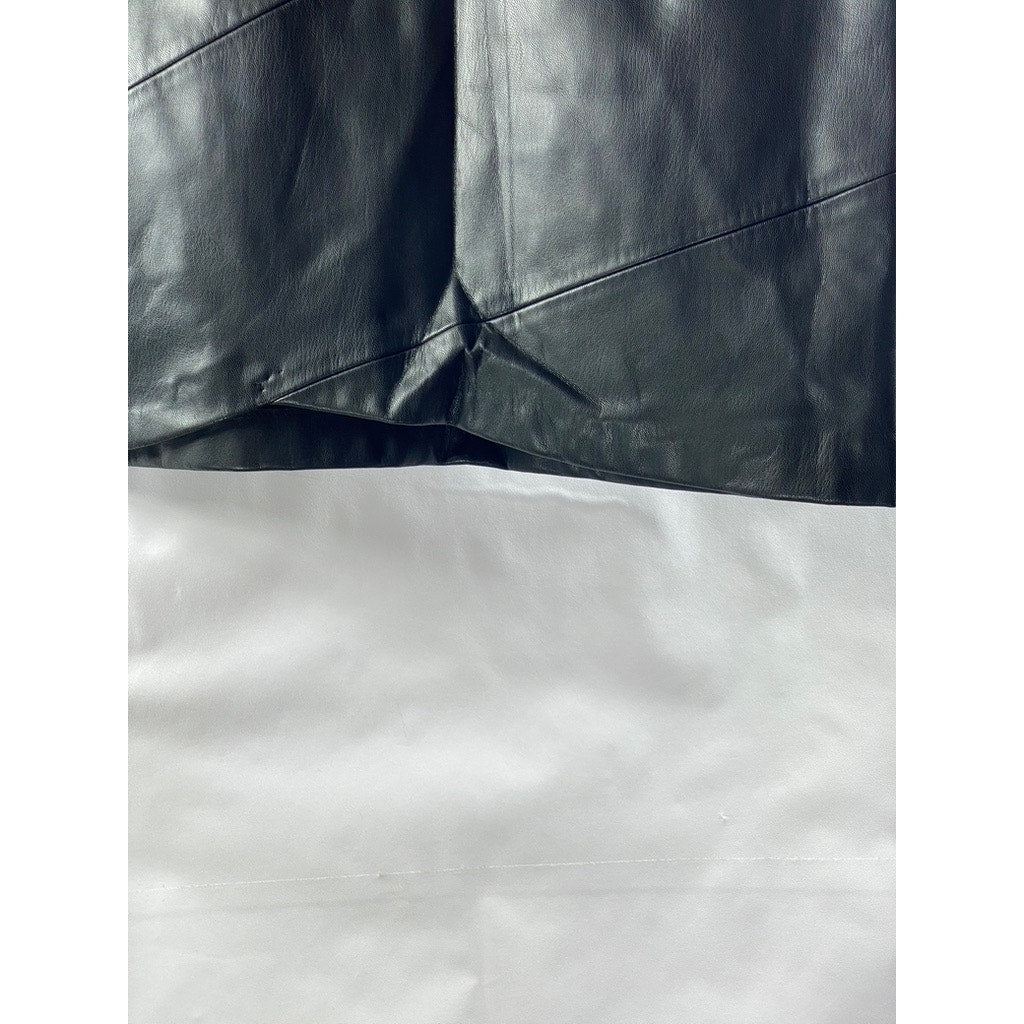 ZARA Women's Black Faux Leather Straight Mini Skirt SZ XS