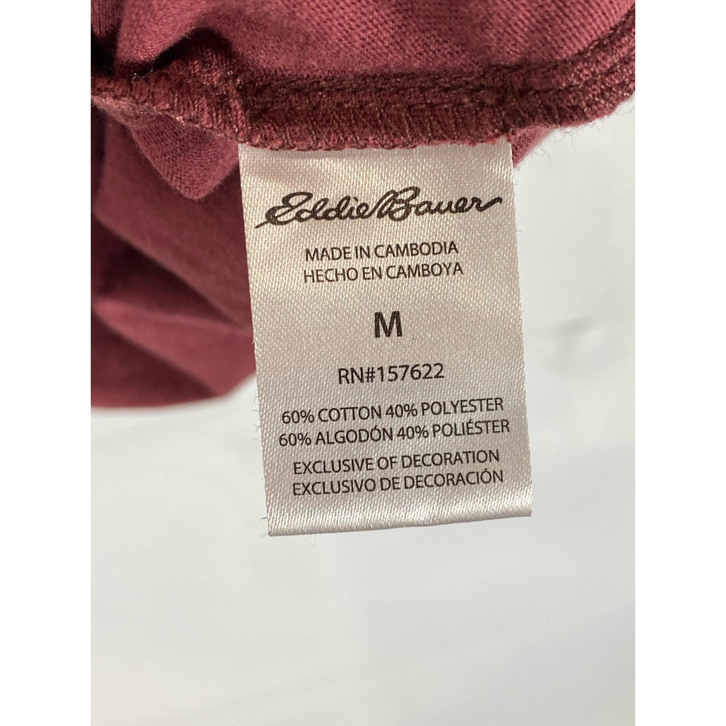EDDIE BAUER Men's Burgundy Crewneck Regular-Fit Short Sleeve T-Shirt SZ M