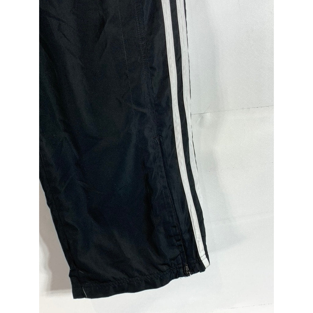 ADIDAS Men's Black/White 3-Stripe Climaproof 365 Pull-On Zipper-Hem Pants SZ S