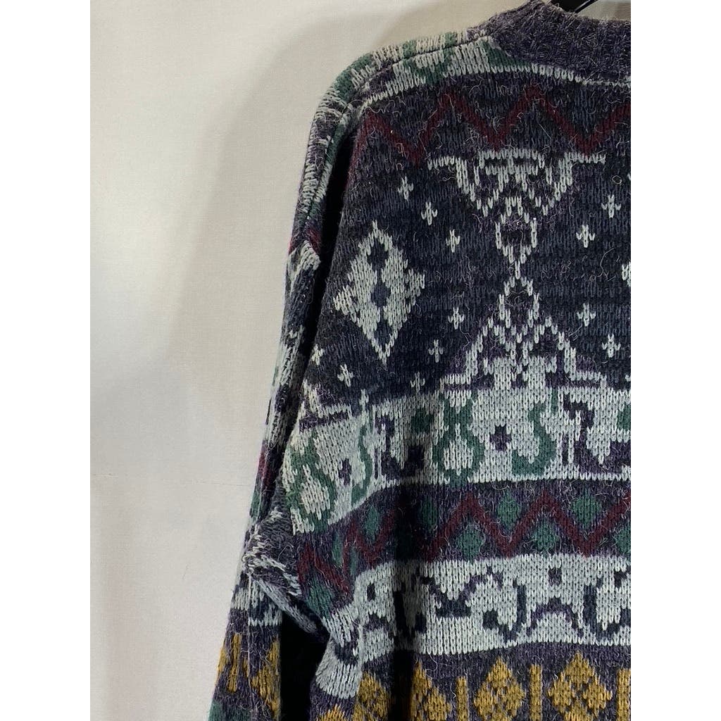 THE MEN'S STORE At Sears Men's Multi Printed Vintage Crewneck Knit Sweater SZ L
