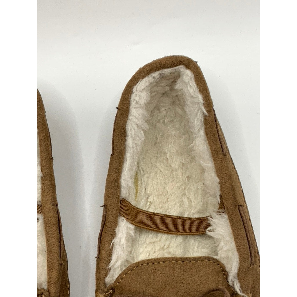 UNBRANDED Little Girls' Tan Faux-Fur Moccasin Slippers SZ 11