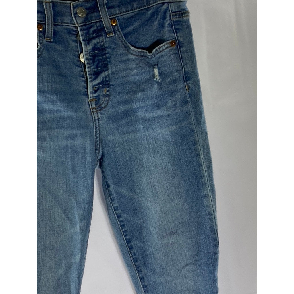 GAP Women's Light Indigo Blue Denim High-Rise Distressed True Skinny Jean SZ 26