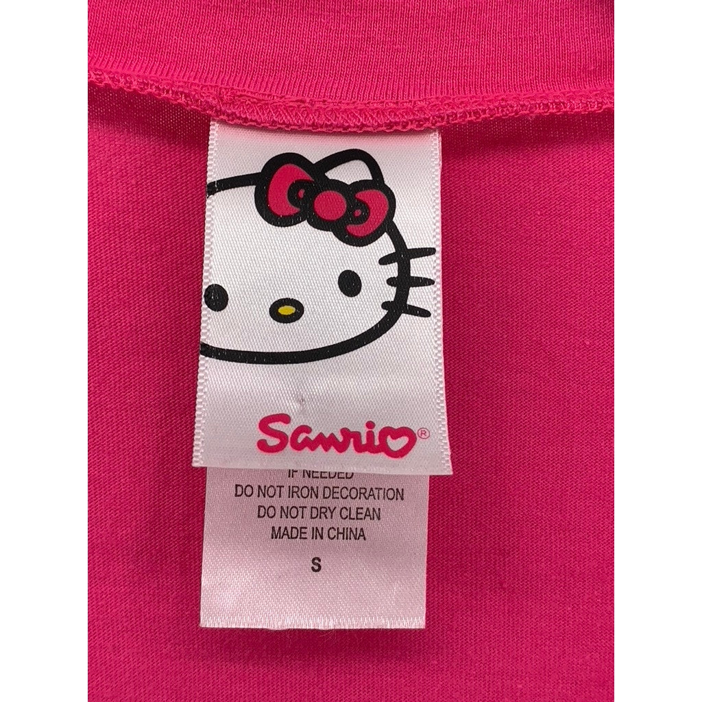 SANRIO Women's Fuchsia V-Neck Hello Kitty Graphic Short Sleeve Top SZ S