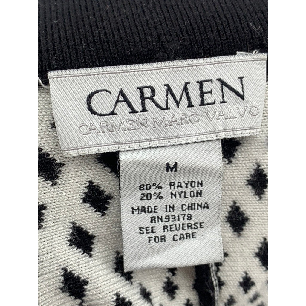 CARMEN MARC VALVO Women's Black-White Knit Mixed Diamond Flare Pull-On Skirt SZM