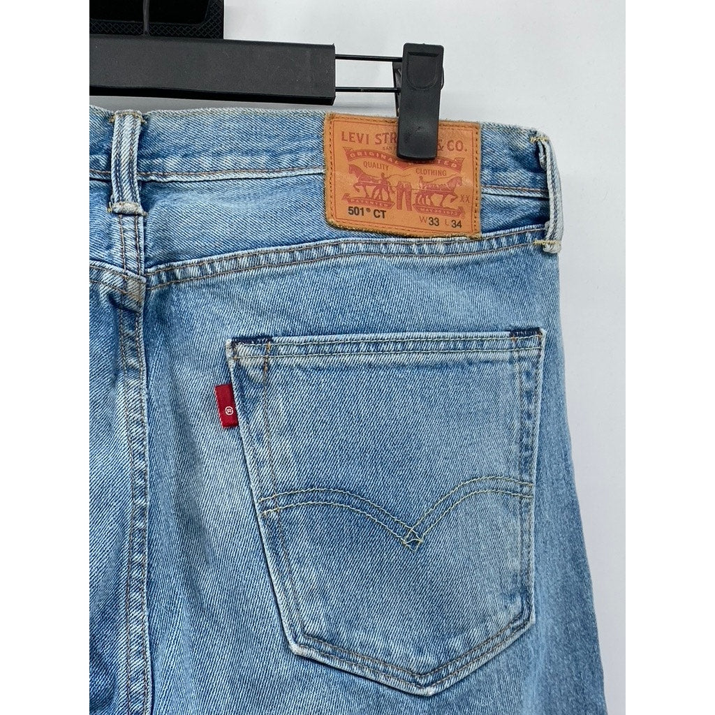 LEVI'S Women's Light Wash Blue Denim Button-Fly 501 CT Jean SZ 33X34