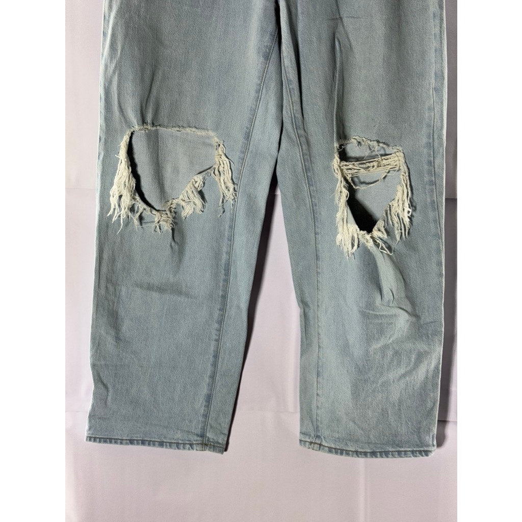 WILD FABLE Women's Light Blue Distressed Highest Rise Baggy Jeans SZ 6/28