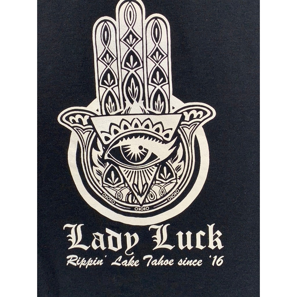 SPORT-TEK Women's Black Graphic Printed Lady Luck Hooded Sweatshirt SZ L