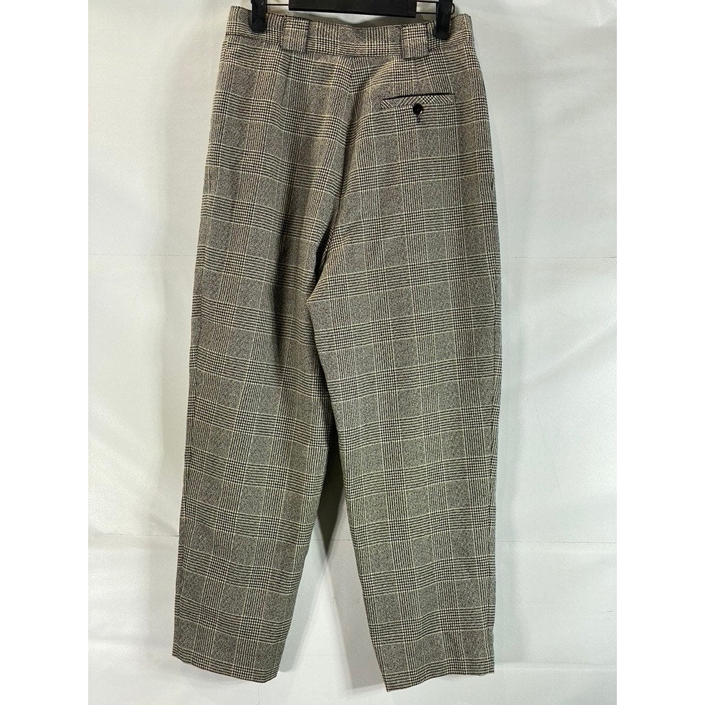 GIORGIO SANT'ANGELO Women's Black/White Plaid Straight-Leg Wool Pants SZ 10L