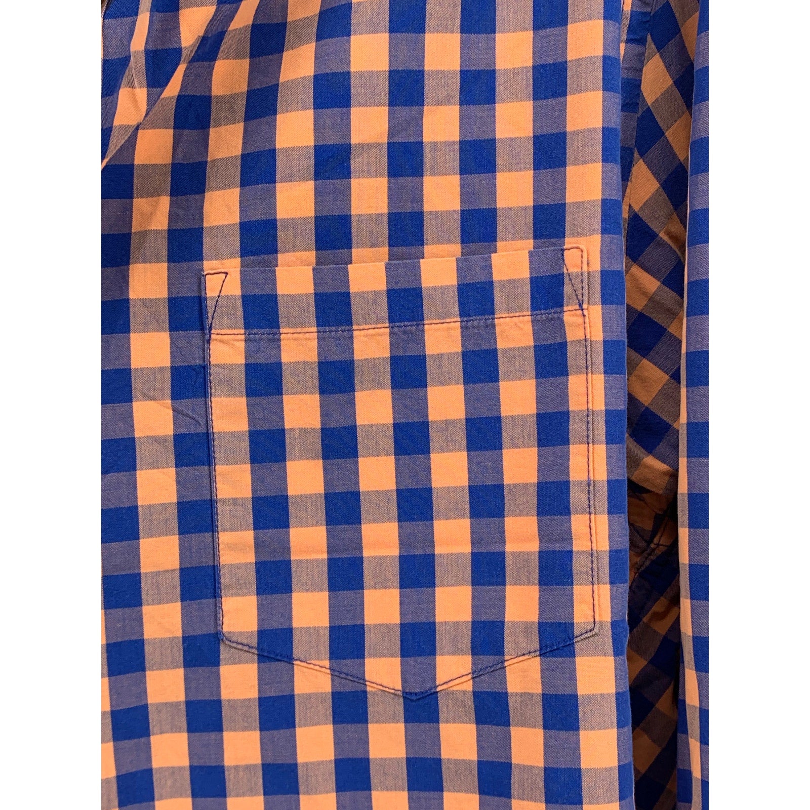 J.CREW Men’s Orange-Blue Gingham Regular Fit Button-Up Long Sleeve Shirt SZ M