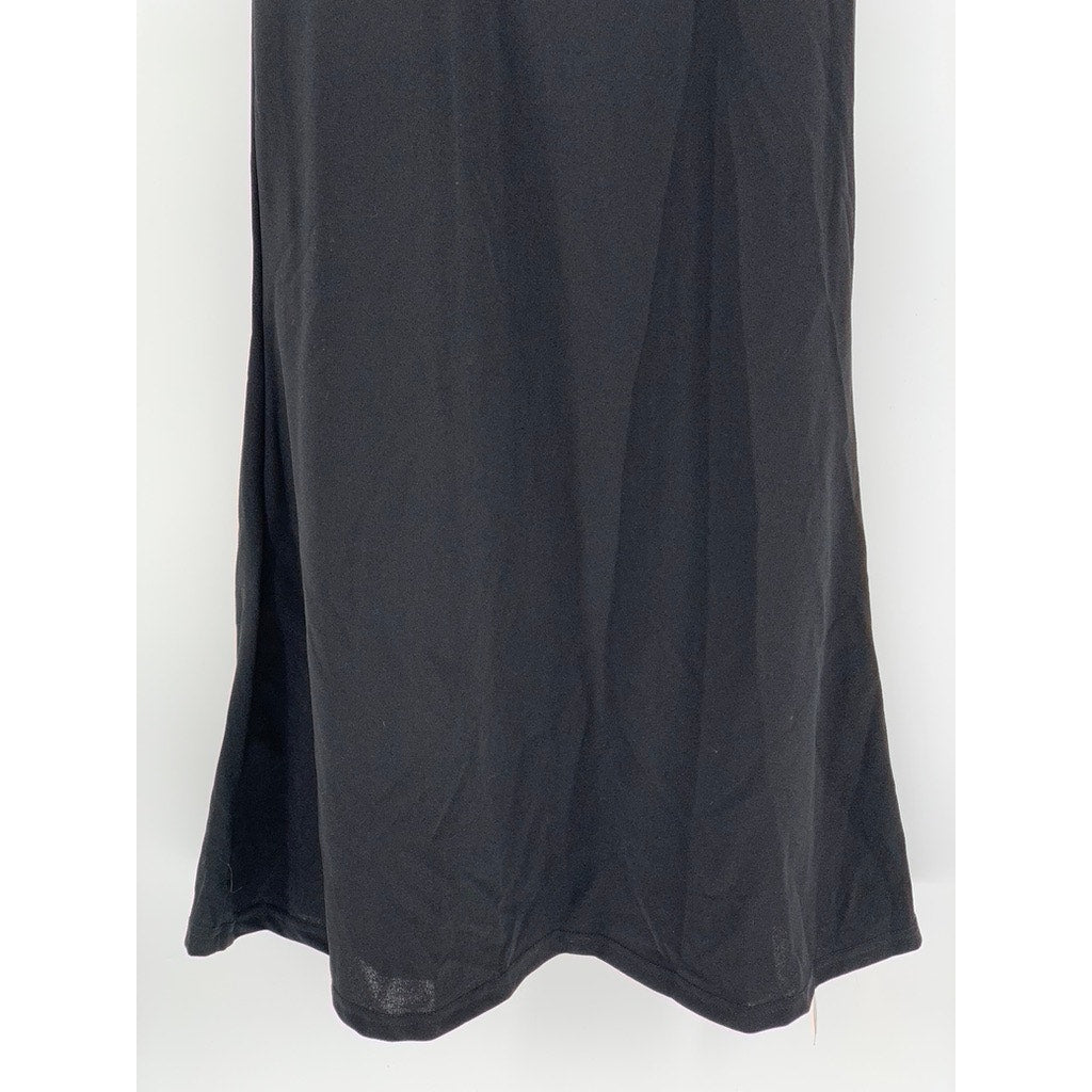 SHEIN Women's Black Lace 1940'S Mesh Insert Wiggle Ruffle Sleeve Dress SZ 6
