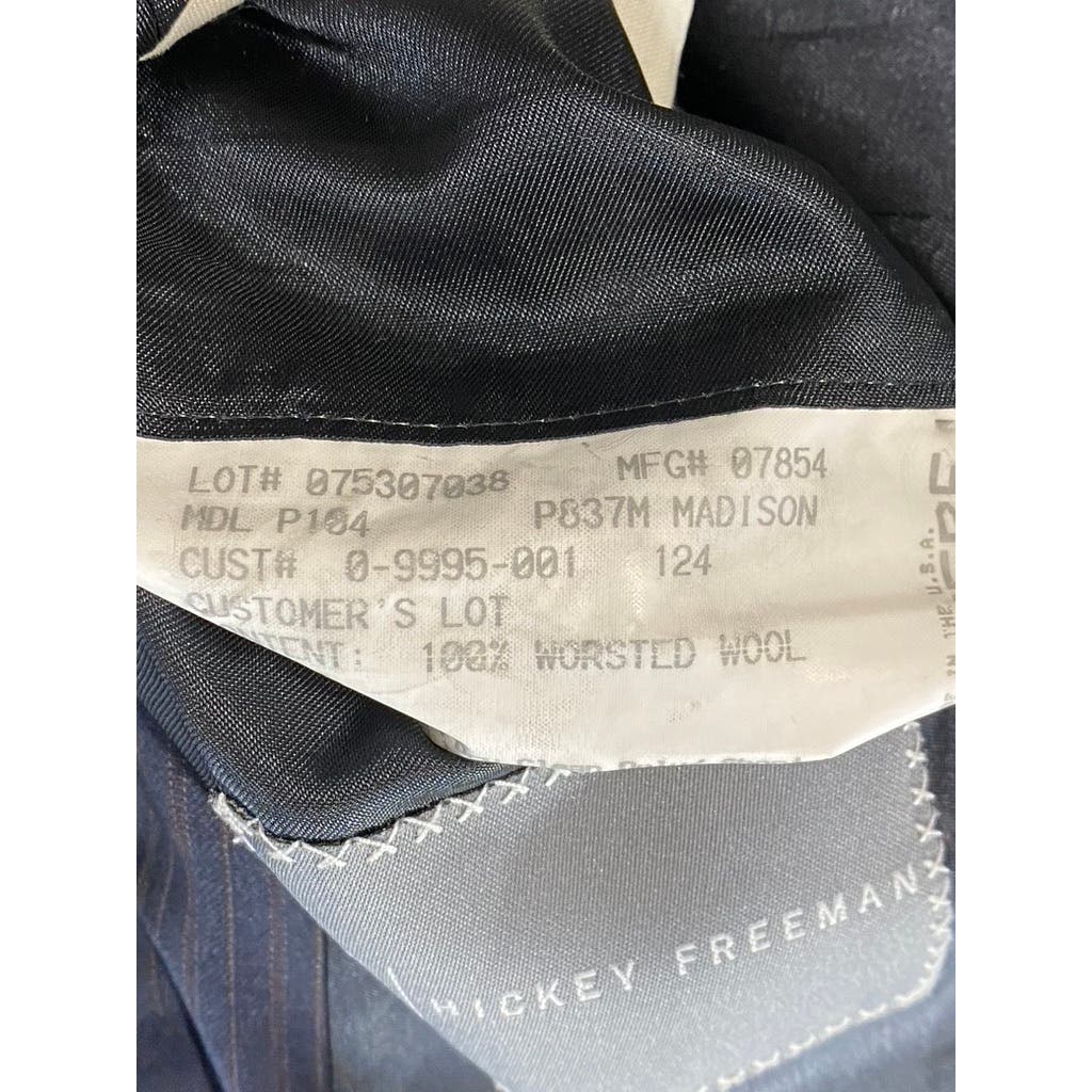 HICKEY FREEMAN Men's Navy Short Striped Two-Button Worsted Wool Suit Jacket SZ40