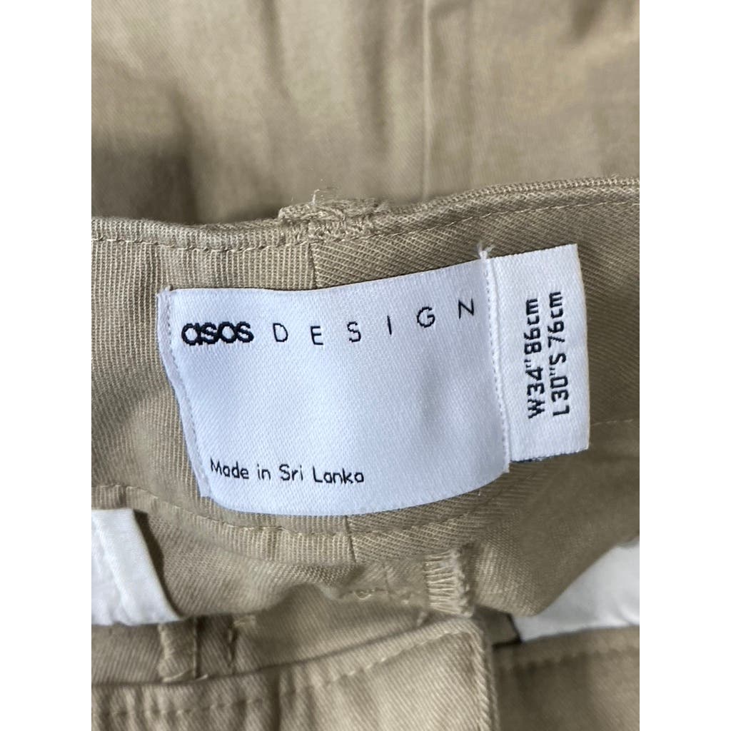 ASOS DESIGN Men's Tan Straight-Leg Pants SZ 34X30