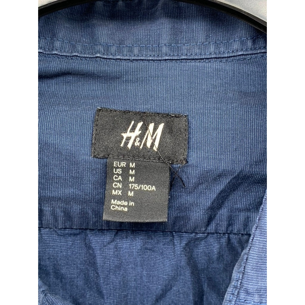H&M Men's Blue Double-Pocket Regular-Fit Button-Up Long Sleeve Shirt SZ M