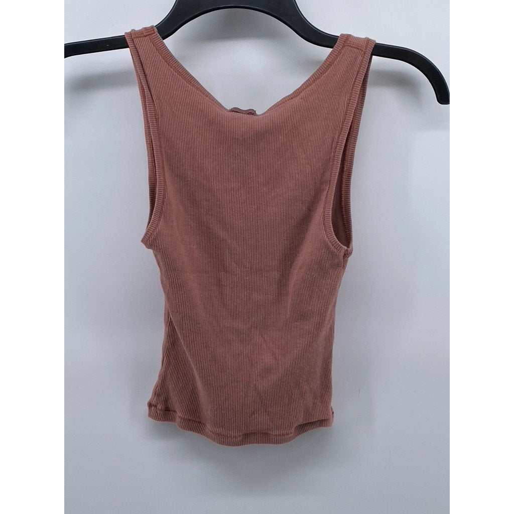 UNBRANDED Women's Rust Ribbed Scoop-Neck Casual Tank Top SZ M