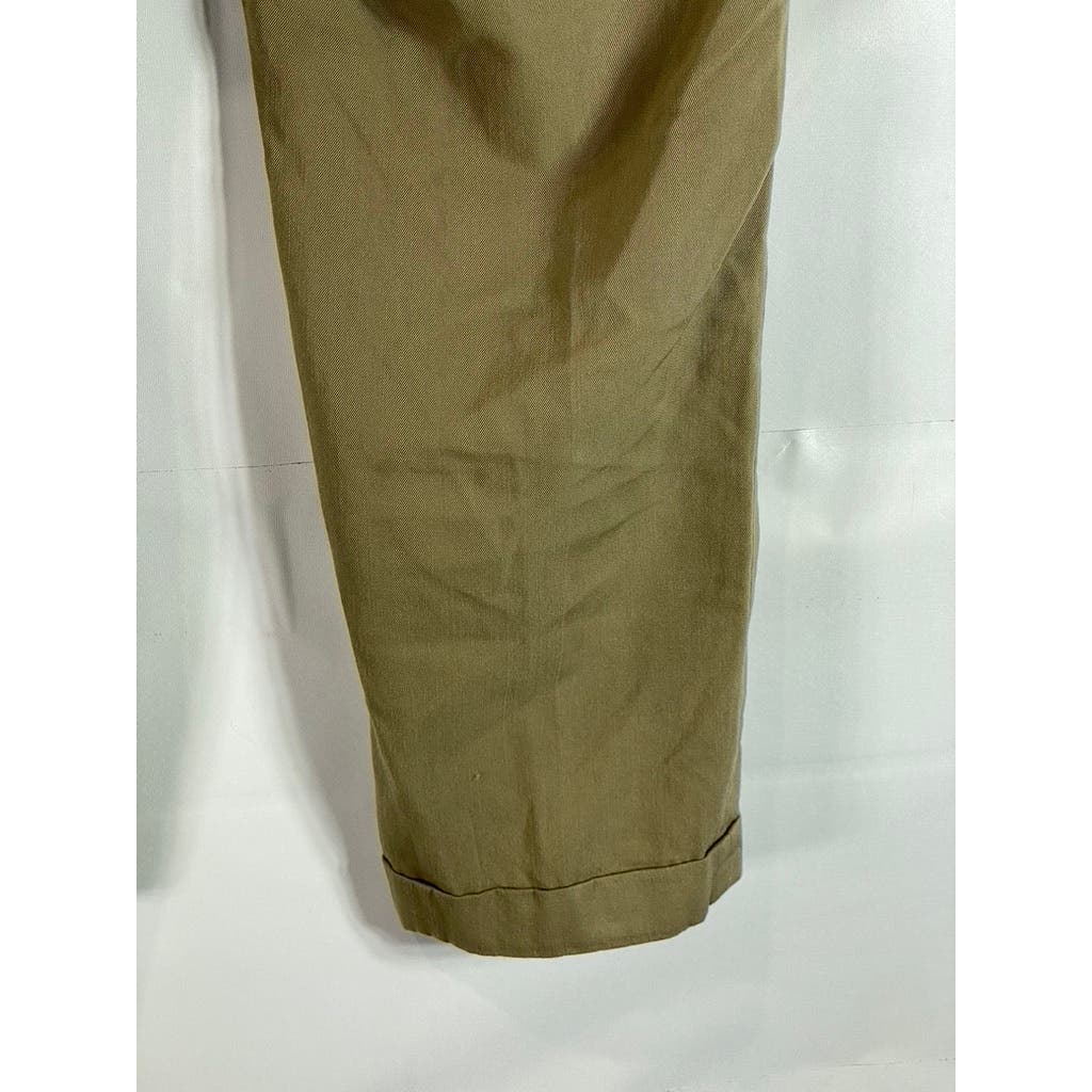 JOSEPH & FEISS Men's Tan Cuffed Flat Front Wool Dress Pants SZ 36