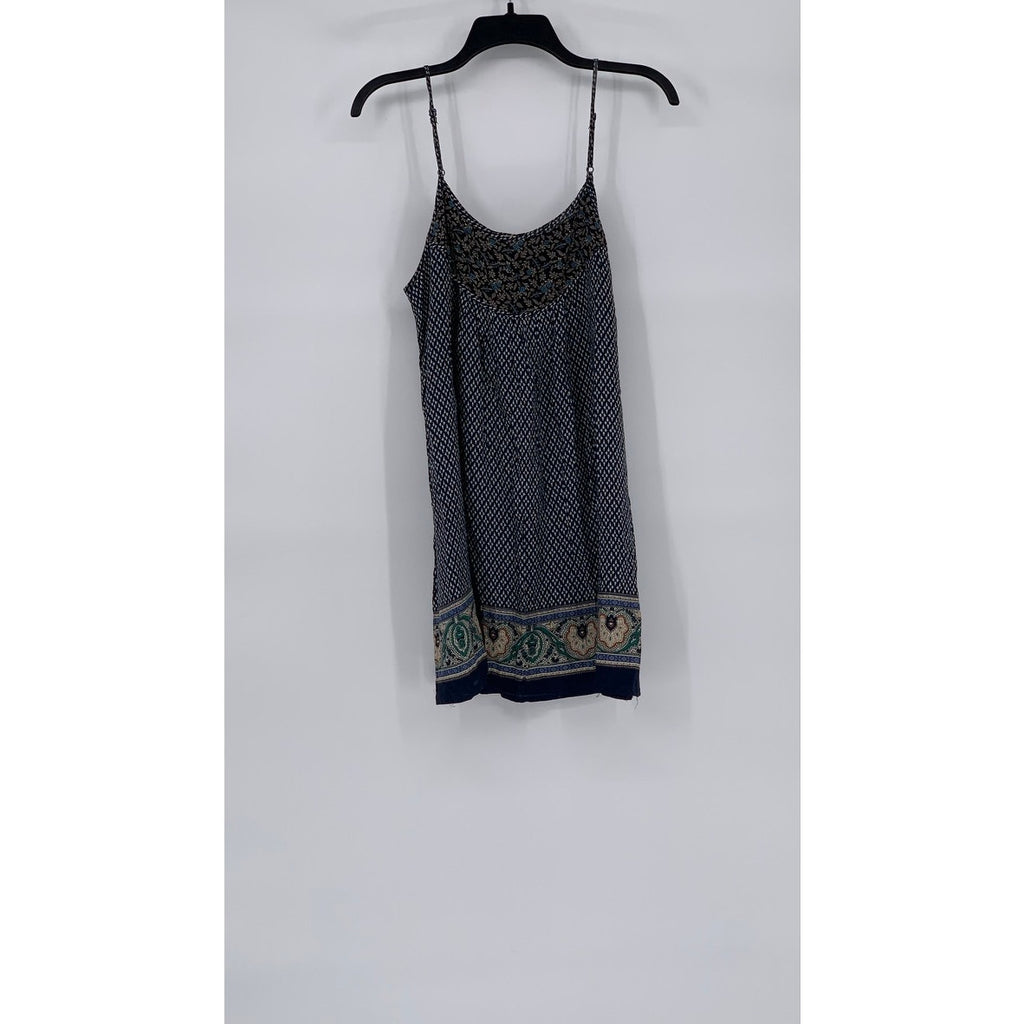 HONOLUA WAHINE Women’s Navy Printed Spaghetti Strap Scoop-Neck Mini Dress SZ S