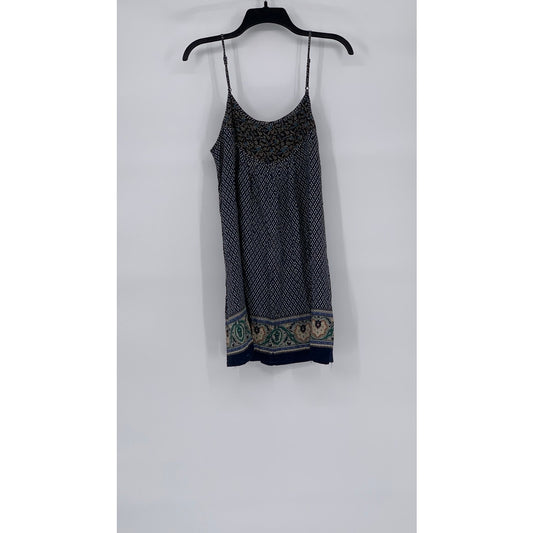 HONOLUA WAHINE Women’s Navy Printed Spaghetti Strap Scoop-Neck Mini Dress SZ S