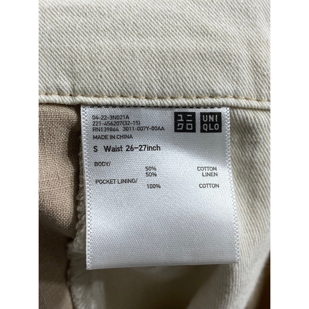 UNIQLO Women’s Tan Cotton-Linen Straight-Leg Pant SZ S