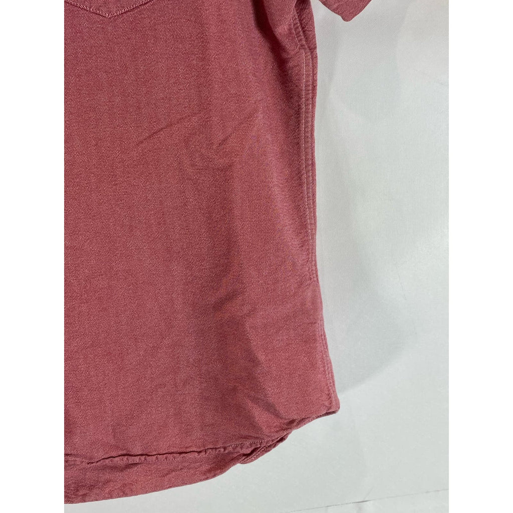 AMERICAN EAGLE OUTFITTERS Men's Red Classic-Fit Button-Up Short Sleeve Shirt SZM