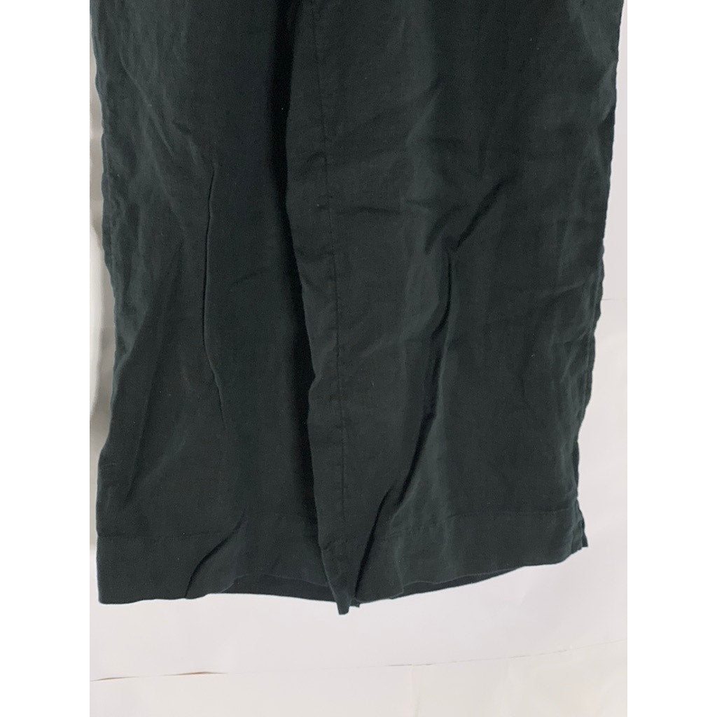 J.JILL Women's Black Solid Elastic Waist Pull-On Linen Cropped Pant SZ M