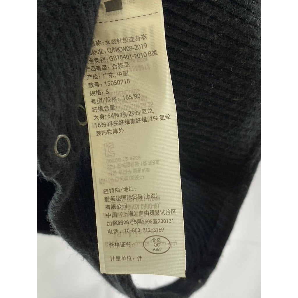 ABERCROMBIE & FITCH Women's Black Knit Ribbed Sweetheart Thong Bodysuit SZ S