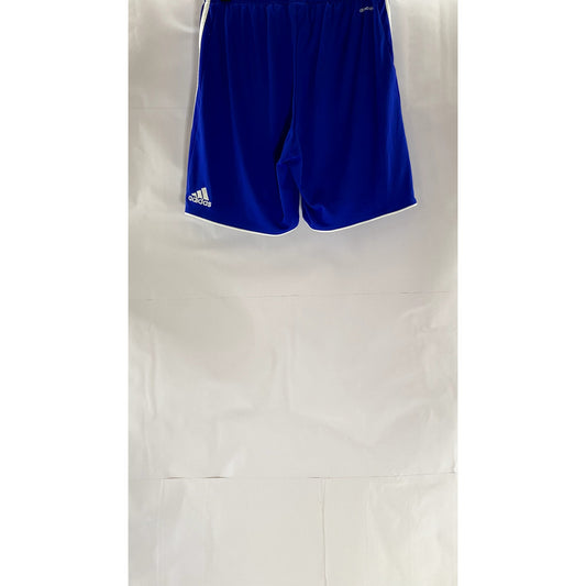 ADIDAS Women's Blue/White 3-Stripe Elastic Waist Climacool Pull-On Shorts SZ S