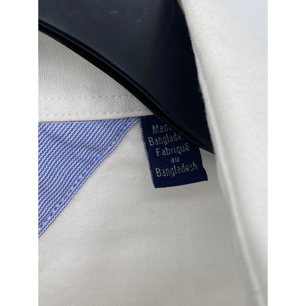 TOMMY HILFIGER Men’s White Regular-Fit Button-Up Long Sleeve Shirt SZ 15 32/33