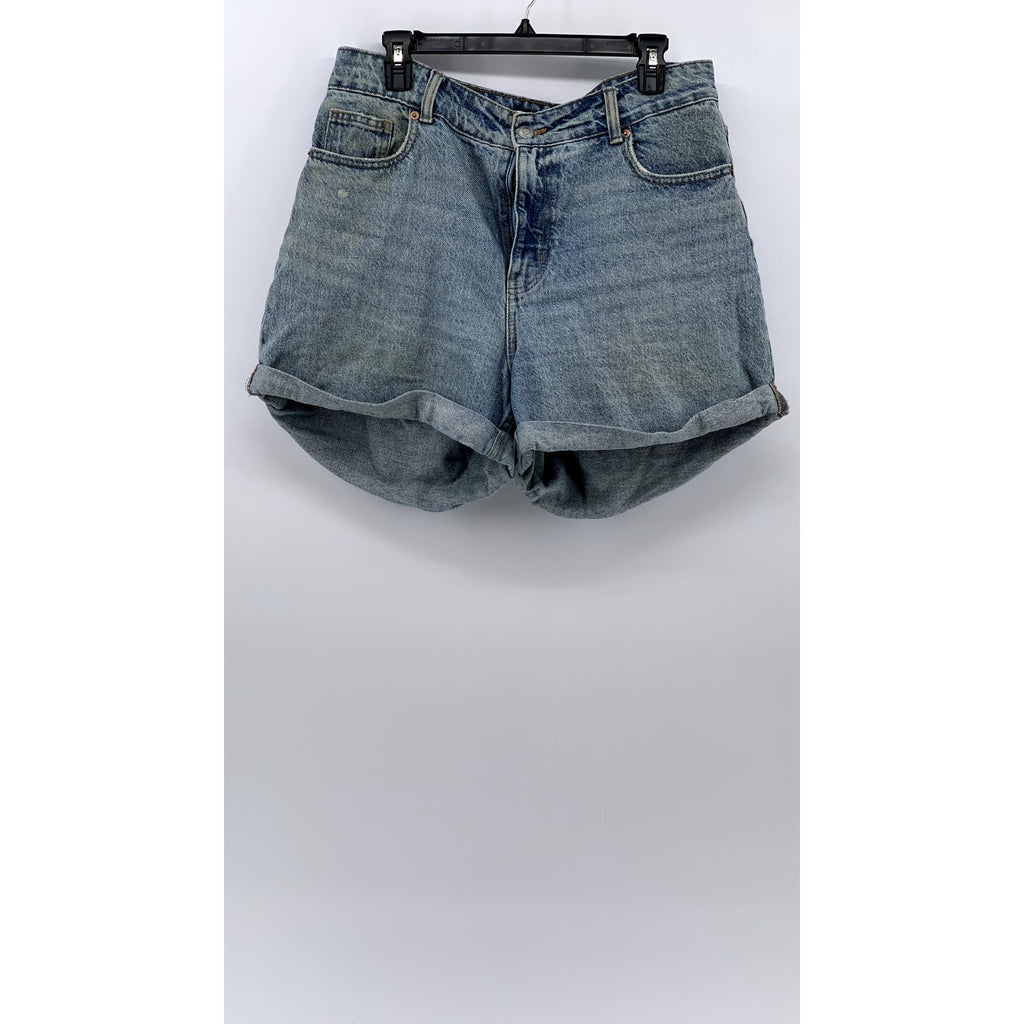 H&M Women's Light Blue Denim Cuffed Five Pocket Shorts SZ 12
