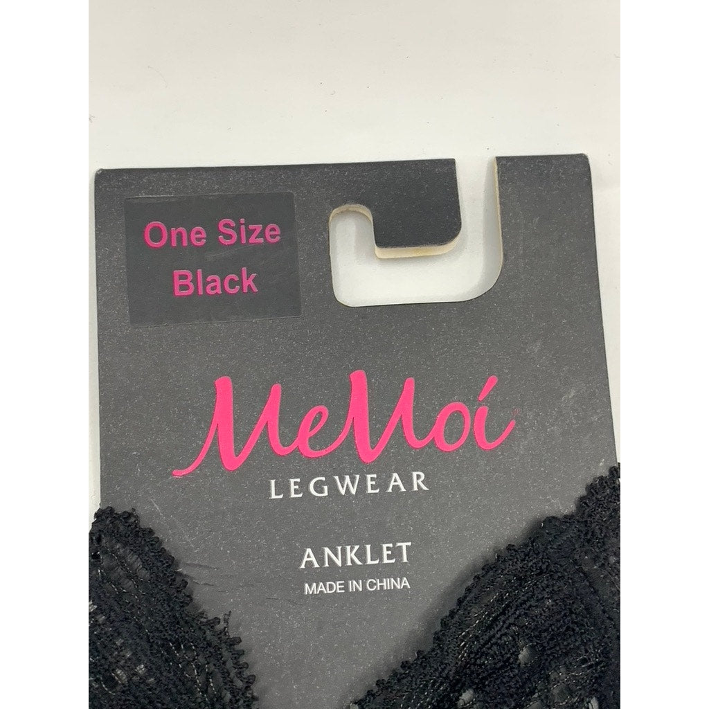 MEMOI Women's Black Diamond Floral Lace Anklet Socks SZ OS