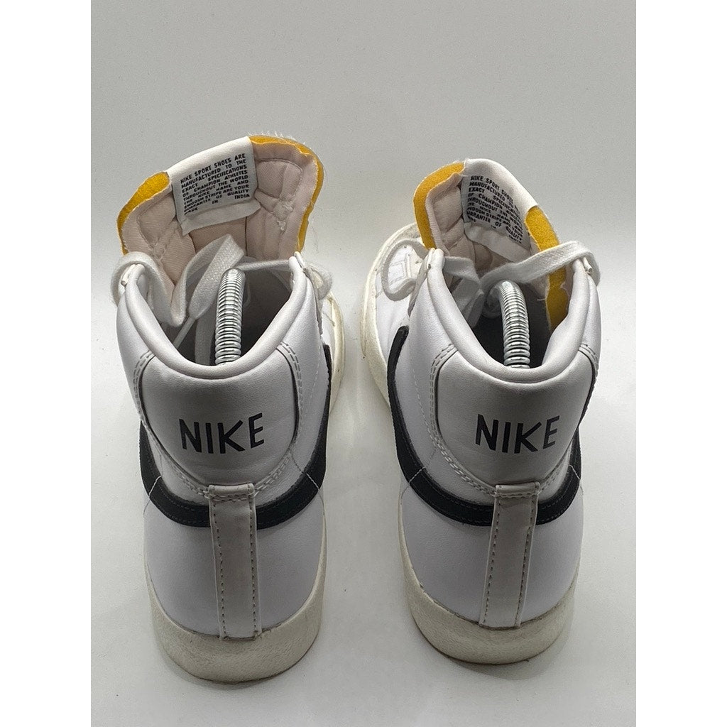 NIKE Men's White Blazer High-Top Round-Toe Swoop Logo Lace-Up Sneakers SZ 6.5